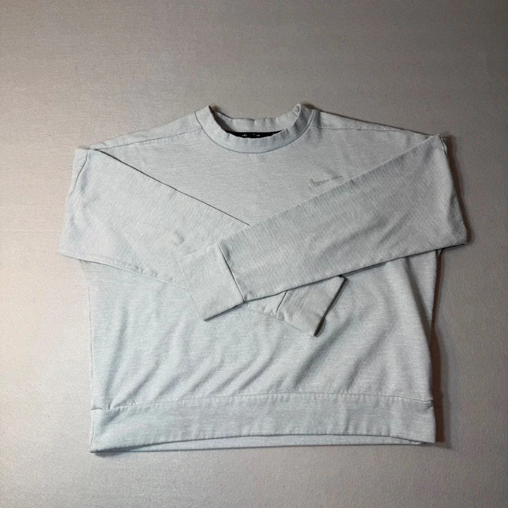Nike Running Dri-FIT Grey Athletic Cropped Long Sleeve Top with Thumbholes Small
